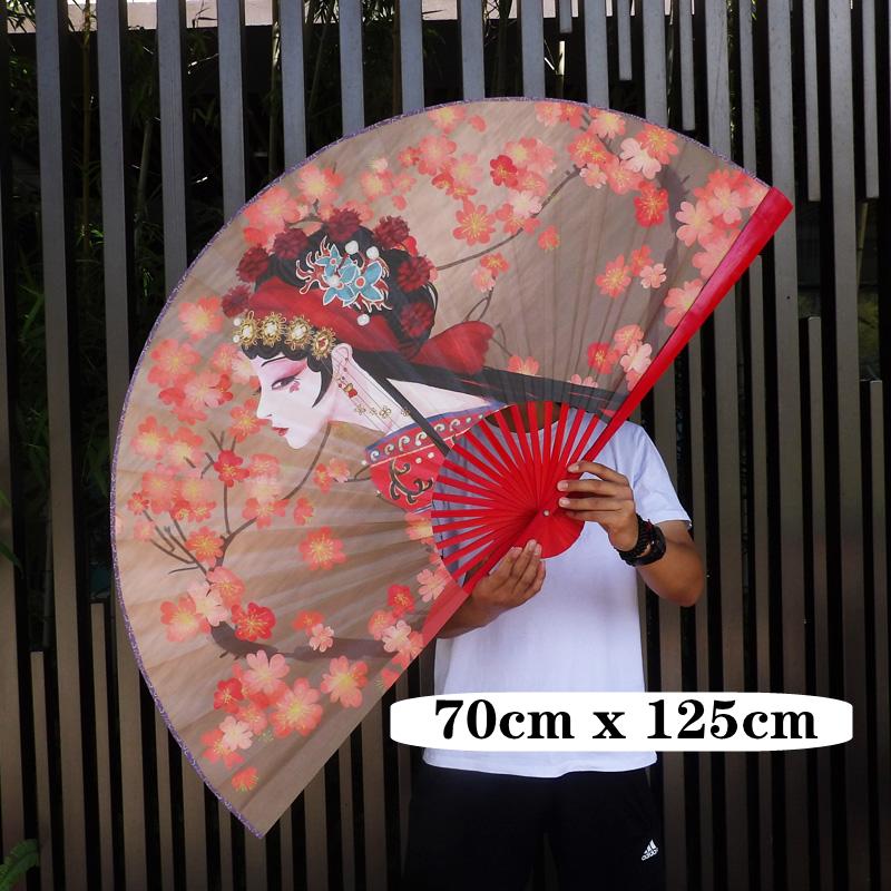Large Decorative Folding Fan Chinese Classical Peking Opera Prop Fan Wall Mounted Abanico Decorative Background Wall Ventilador