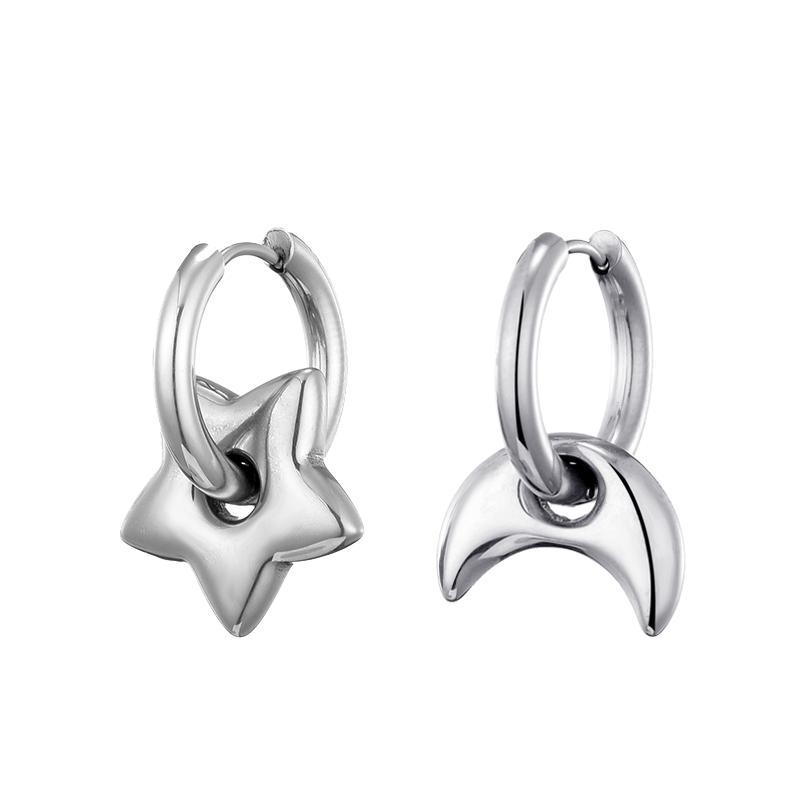 Classic Stainless Steel Heart Star Hoop Earrings For Women Punk Hip Hop Gold Silver Color Y2K Jewelry Female Earrings Oorbellen
