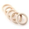 50Pcs Wooden Beads Pendant Connectors Circles Rings Beads Natural Wood Ornament