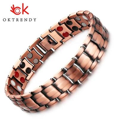 High-Quality Brass Bracelet  Improved Well-being Magnetic Therapy Bracelet