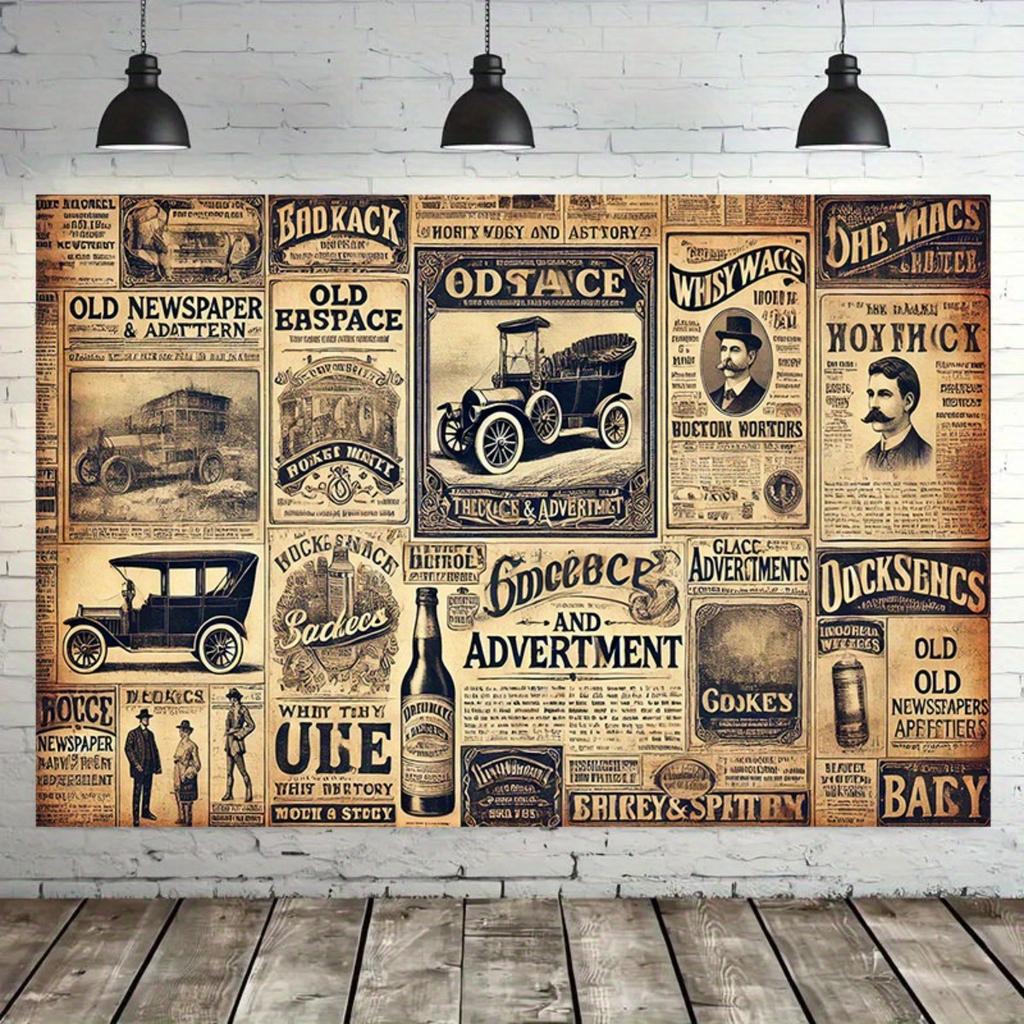 2D flache Oberfläche einteiliger Vintage-Zeitungsanzeigen-Hintergrundstoff geeignet für die Dekoration von Räumen