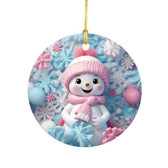 Christmas Pendant Santa Claus Elk Snowman Charm 2D Christmas Hanging Ornament with Lanyard Design Elk Window Decor