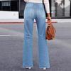 New Fashion Elastic High Waist Slim Fit Flared Jeans For Women