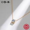 QIBAOKU Retro S Sterling Silver Necklace HighCarbon Stone/Moissanite 1-2 Carat Classic Women's Light Luxury Clavicle Necklace