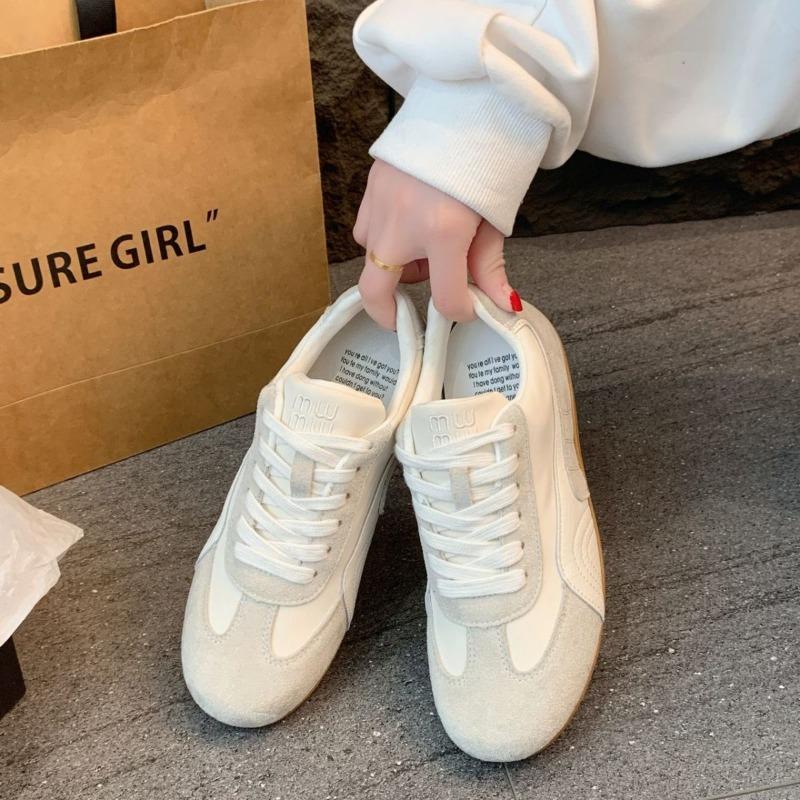 

Flat-bottomed women s autumn new color matching breathable low-top fashion sports and leisure shoes 40 бежевый