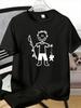 Unisexs Tee Stick Figure Fishing Boy Line Art Print Cotton Short Sleeve Male Casual Streetwear Outdoor Daily Basic Fashion Top