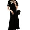 2026 Elegantes französisches kurzärmeliges Schlankheits-Maxikleid in Übergröße
