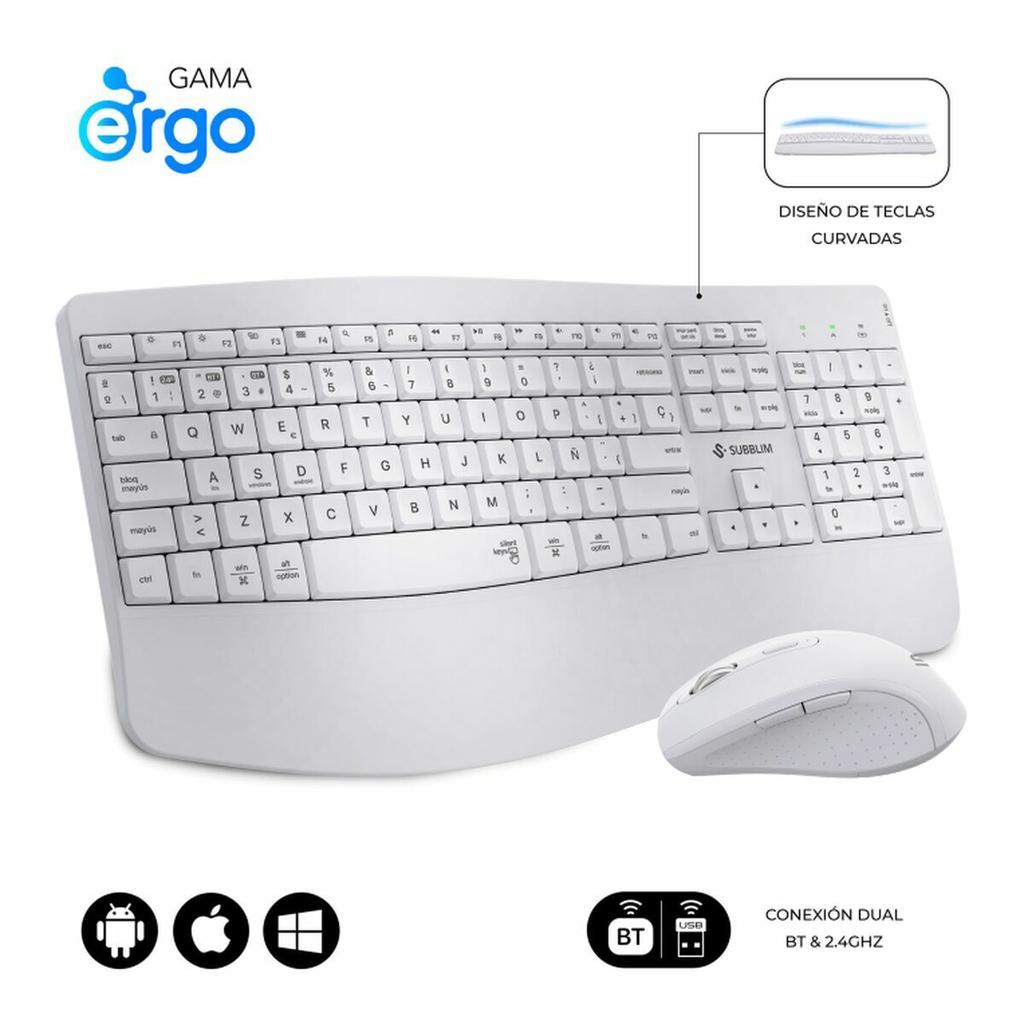 Keyboard and Mouse Subblim SUBKBC-DCOPW1 White Spanish Spanish Qwerty QWERTY