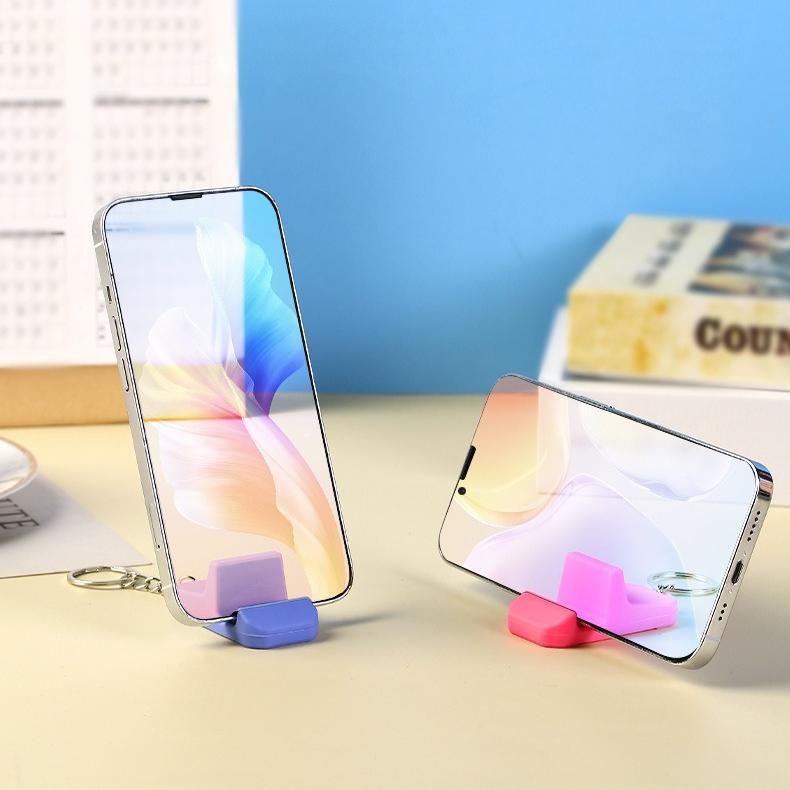 Portable Keychain Cell Phone Mini Stand Outdoor Travel PVC Phone Stand for All Cell Phone