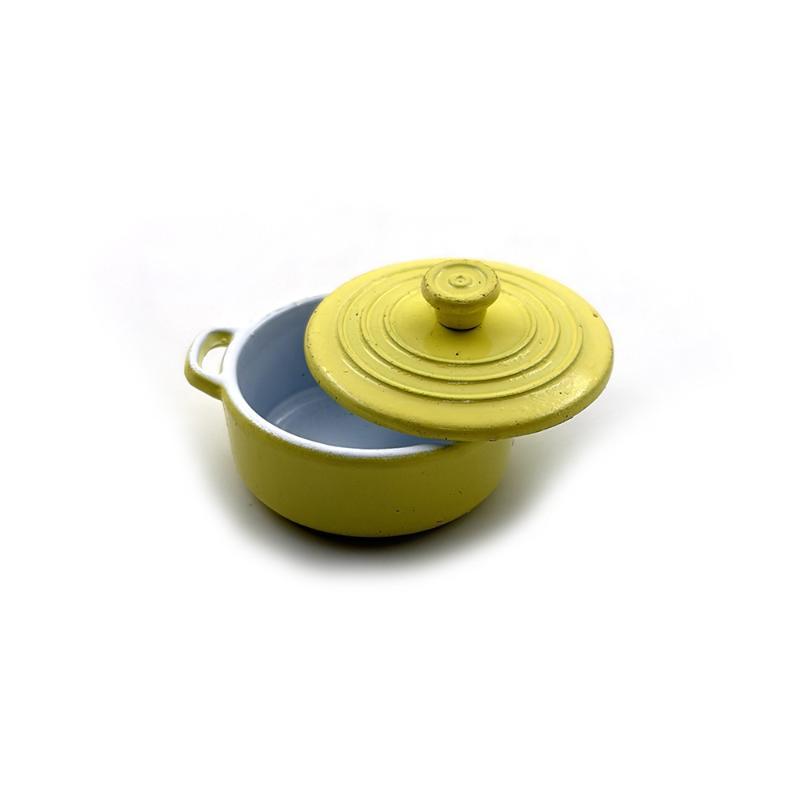 1Set 1:12 Dollhouse Mini Stockpot Hot Pot Miniature Colorful Soup Pot Kitchen Ware Simulation Metal Cookware Model Diy Accessory