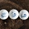 Blue and White Porcelain Tea Cups Set - Hand-Painted Landscape 4-Piece 40ml, Gongfu Chinese Tea Tasting Cups, Fine China
