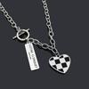 Fashion Luxury Black White Plaid Love Heart Necklace For Women Cool Choker Short Chain Collares Pendants Simple Trendy Jewelry