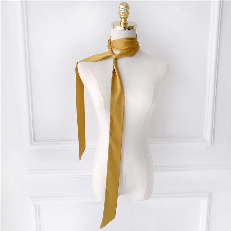 200*5cm Elegant Solid Color Long Ribbon Neck Scarf Women Dinner Party Headband Strip Narrow Decoration Scarf Neck Tie