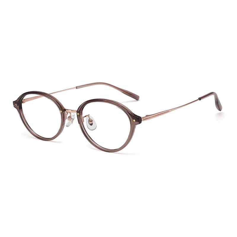 Ultra-Light Pure Titanium Korean-style Oval Glasses, Model 0242: Anti-blue Light, High-end Tortoise Shell Design for Women