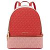 Zaino Rhea con lettere all-over color block in tela rivestita, taglia media, da donna, rosa chiaro con rosso