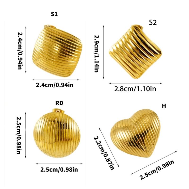 Gold Striped Earrings Stainless Steel Ear Studs Geometric Striped Ear Jewelry Suitable for Fashionable Teens Present