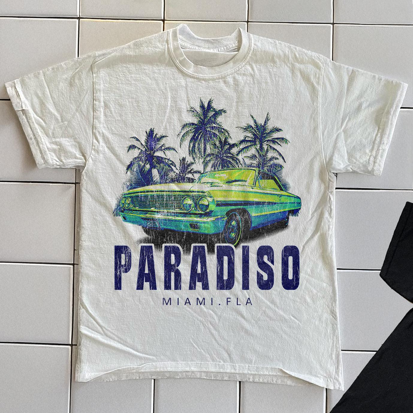 Hotel Paradiso Miami 2000S Aged T-Shirt White M 4XL