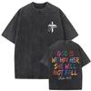 Christliches Religiöses Jesus Vergib ihnen Vater Vintage Gewaschenes T-Shirt Herren Damen Gothic Rock Übergroße T-Shirts Tops Streetwear