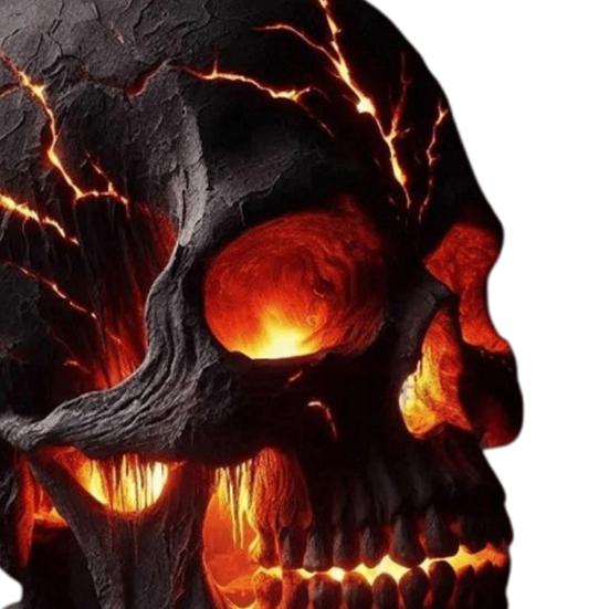 Skalle Bordlampe Gotisk Magma Skallelampe Skummel LED Menneskeskalle Bordlys for Halloweenfest Manteldekorasjon