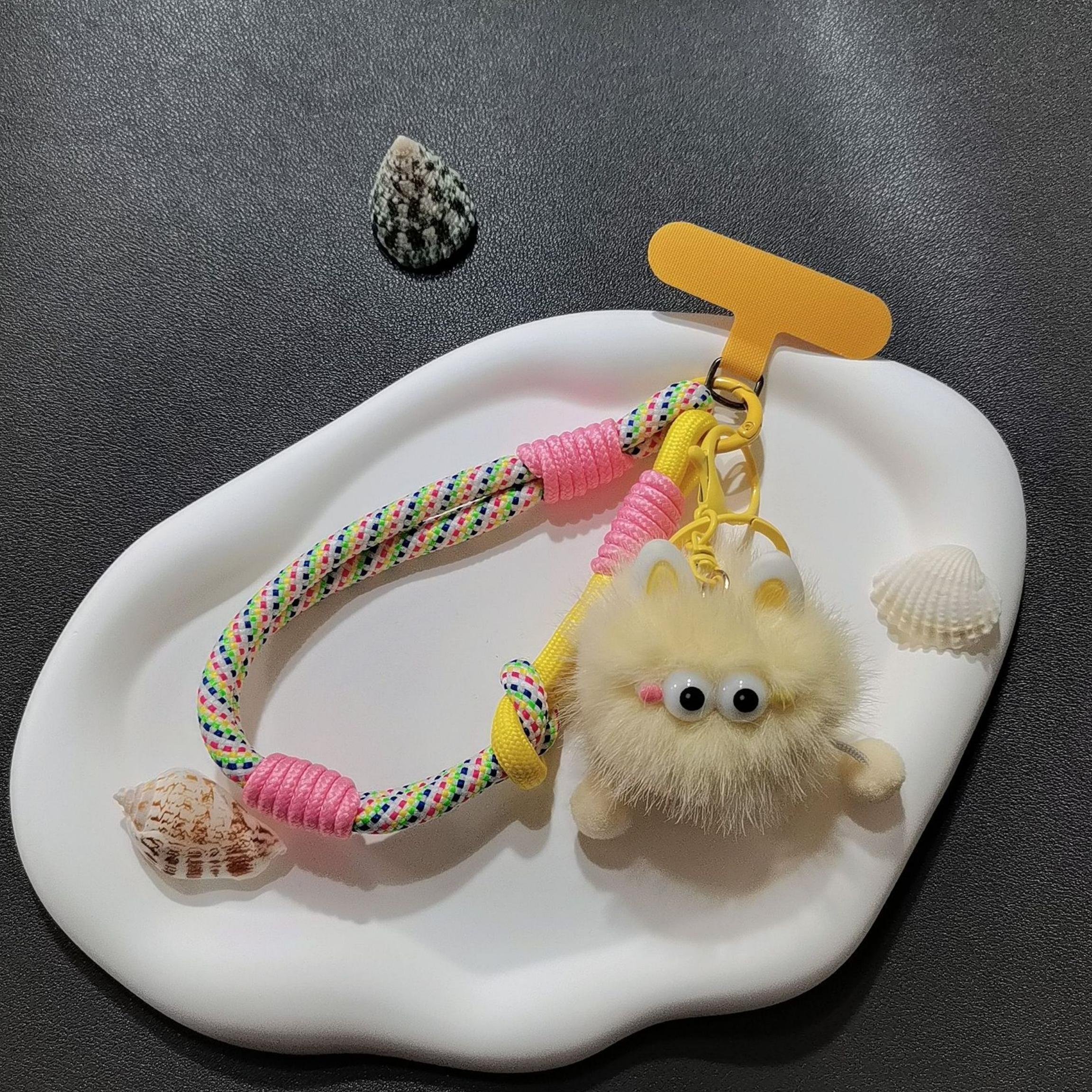 

Cute Cartoon Plush Style Phone Lanyard, Colorful Woven Wrist Strap, Perfect Accessory to Prevent Phone Loss, Suitable for Various Occasions жёлтый
