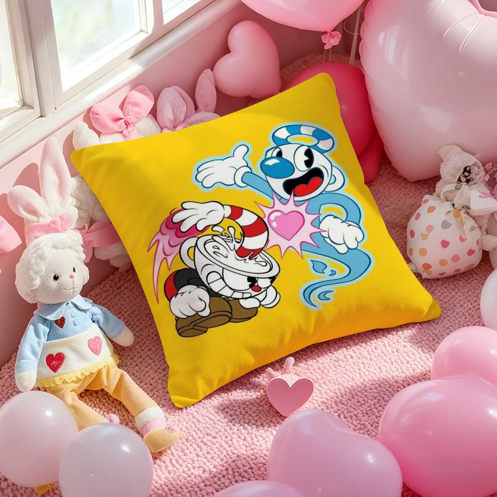 

Cute Game C-Cuphead Classic Cushion Cover Pattern Printed Pillowcase for Living Room Sofa Cushion Cover & Bedroom Decor 12x12Inch