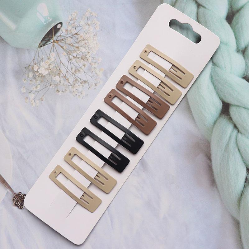 8Pcs/set Japanese Korean New Coffee Color Matte Bb Clip Metal Bangs Broken Hairpin DIY Paint Hairpin Hair Accessories
