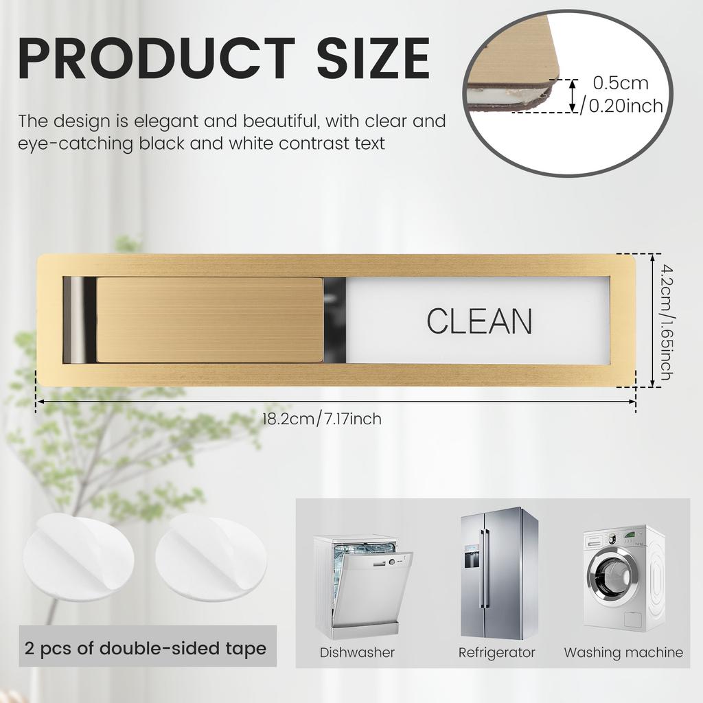 1 Pc Dishwasher Magnet Clean Dirty Sign Premium Stainless Steel Dishwasher Clean/Dirty Magnets with Sticker Adhesive for Home