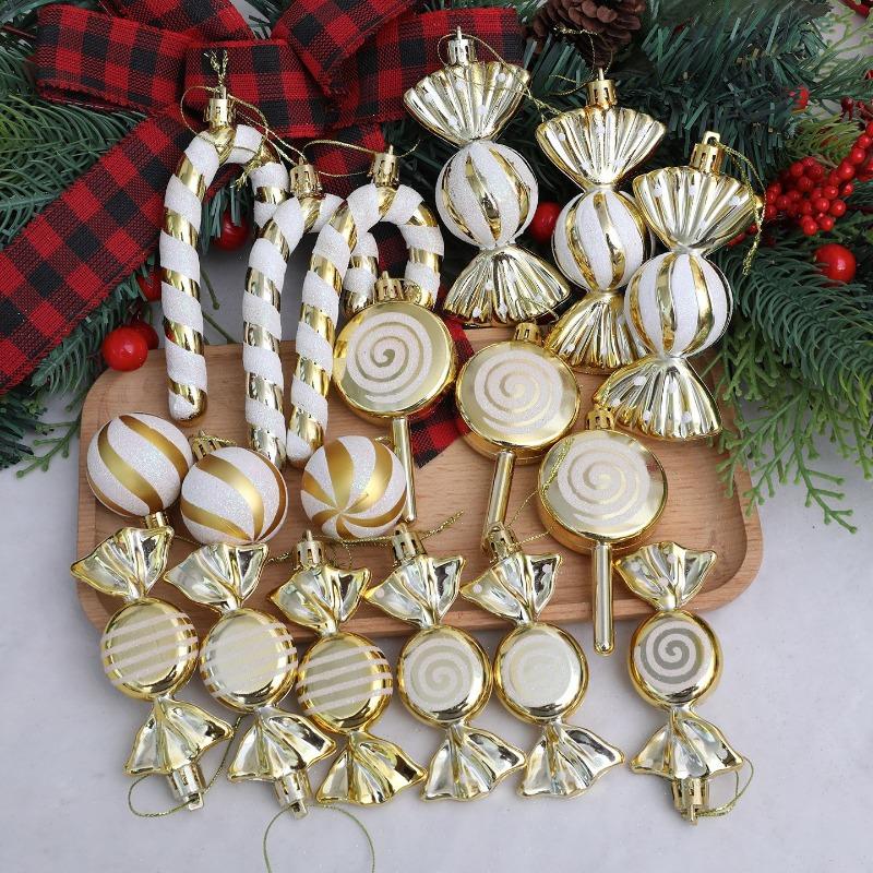 18/29PCS Christmas Ball Ornaments Candy Cane Special-shaped Christmas Tree Party Decoration New Christmas Spheres Pendant