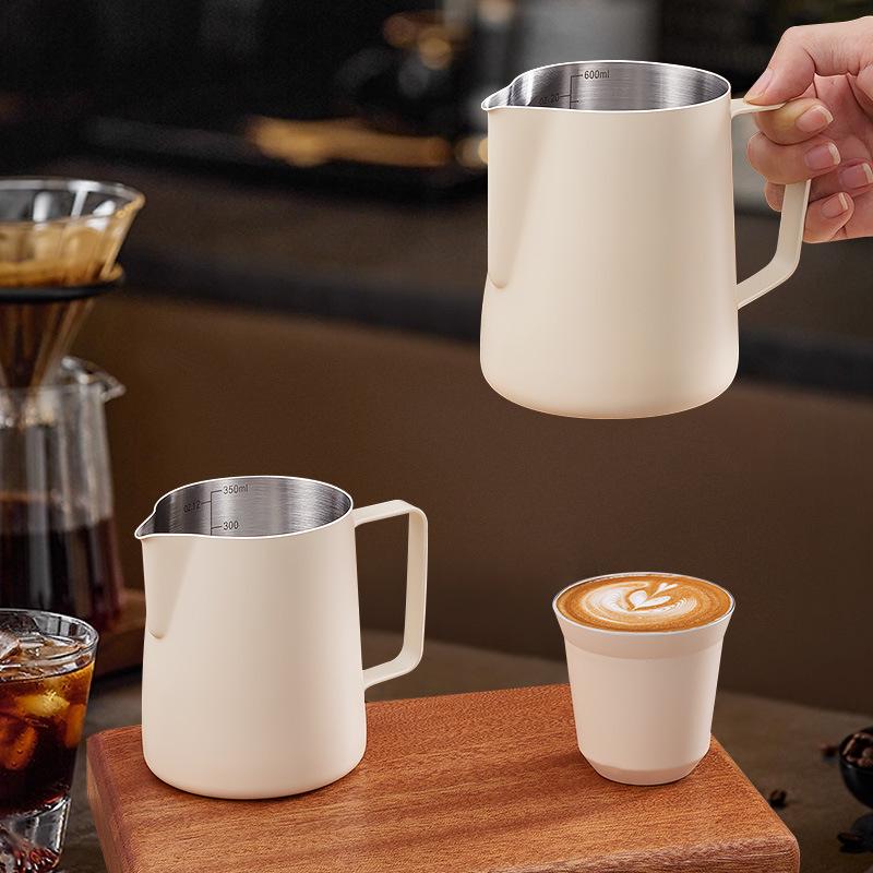 Stainless Steel Milk Frothing Latte Art Cup with Pointed Spout – Coffee & Tea Pot for Baristas
