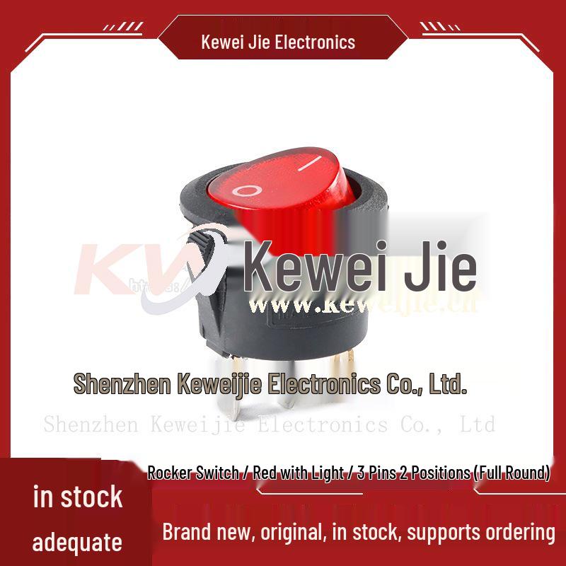 Round Rocker Switch KCD1 with Light: 2-Position 2-Pin, 3-Position 3-Pin, 2-Position 3-Pin, 2-Position 4-Pin