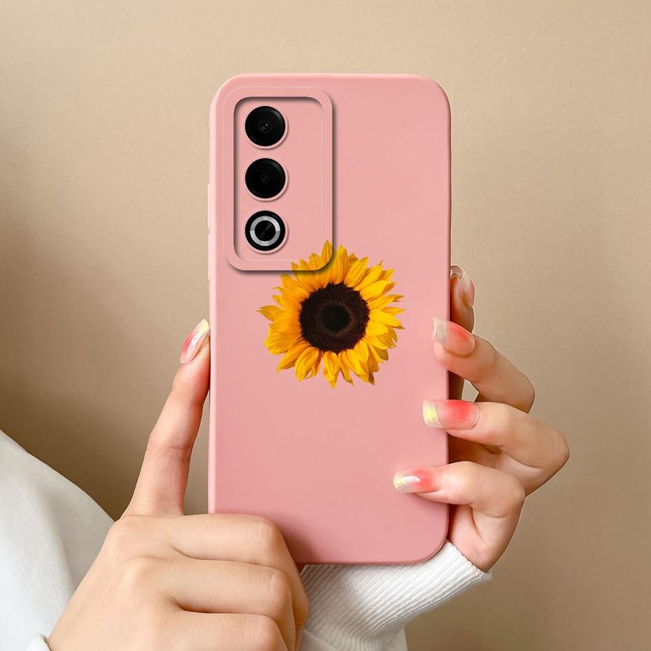 Neue Hülle für OPPO A3X A3 Pro Realme 12 13 Plus C63 Hübsige Sonnenblumen Displayschutzfolie Mattes Flüssigsilikon Schutz für OPPO Hüllen Rutschfeste Capas