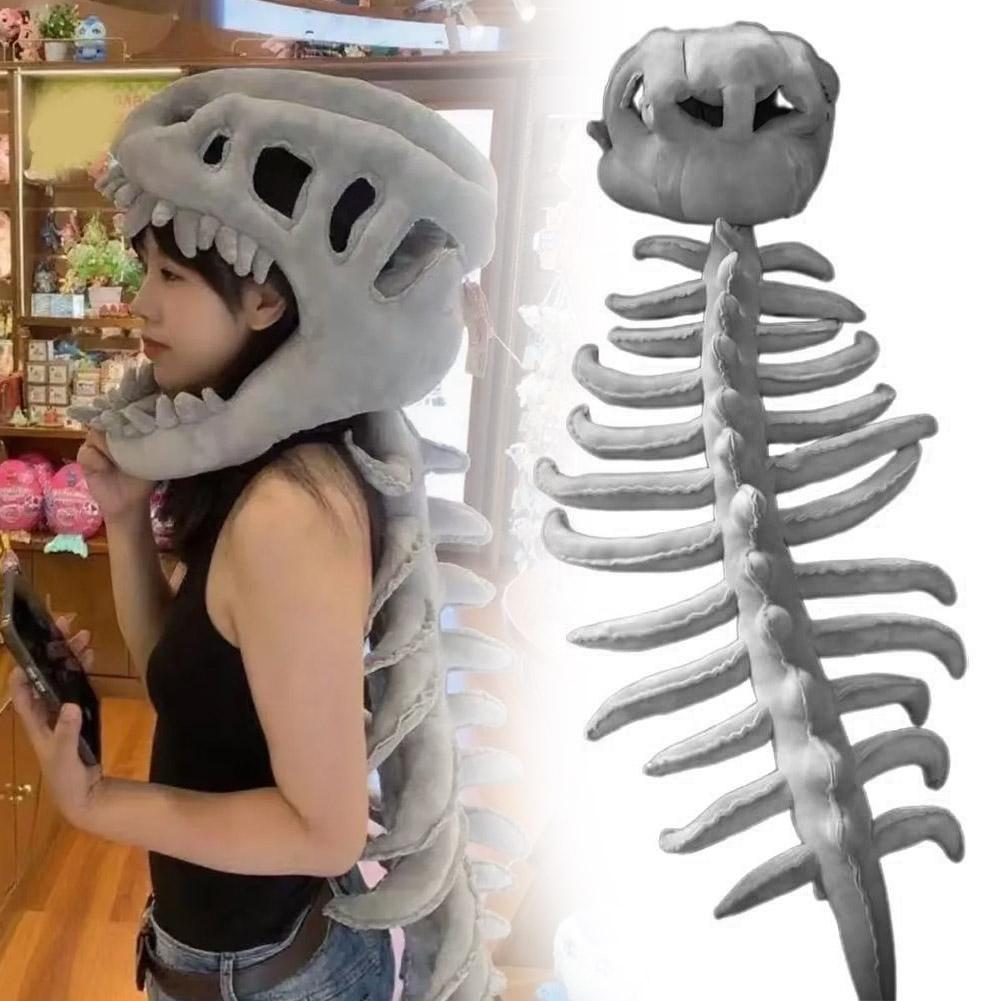 Dinosaur Skeleton Headgear Adult Children's Costume Props Dinosaur Cosplay Helmet Plush Masks Toys Dinosaur Park Accessory