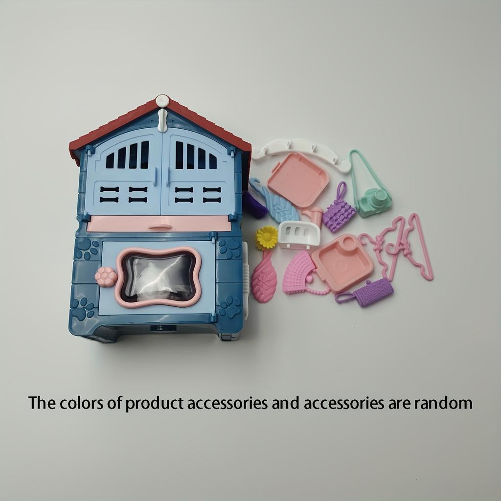 1pc Mini Cute Little Dog And Cat Beauty Shop Toy Set, Pet Toys, Playing House Scene Games