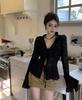 Women's Black Sheer Chiffon Sun Protection Shirt, Lace-Up Waist, Slimming Fit - Autumn 2026
