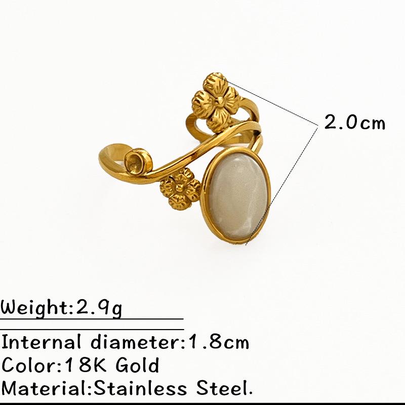 European-American Retro French Natural Stone Stainless Steel Ring Set