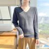 Women's Australian Pure Wool V-Neck Sweater - Autumn/Winter Loose Knit Long Sleeve Outerwear