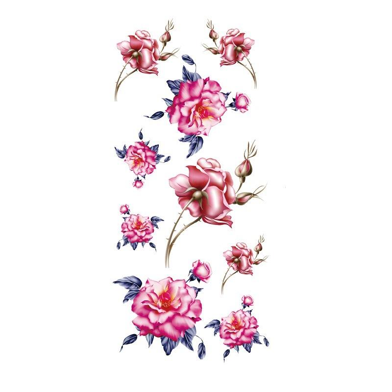 Adesivo de tatuagem de flor de rosa azul, flor de ameixa, padrão grande, capa de braço, adesivo de tatuagem à prova d'água, amostra de tatuagem