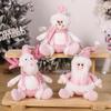 Adorable Pink Snowman And Reindeer Plush Figurines For Christmas Holiday Decor