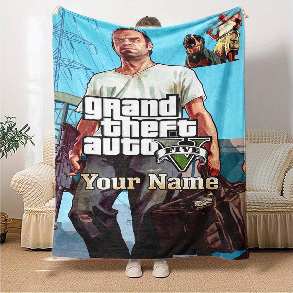 Grand Theft Auto Personalizza il Tuo Nome Coperta Regalo Coperta Personalizzabile Ultra-Morbida Adatta per Soggiorno Soggiorno Sedia da Ufficio Divano