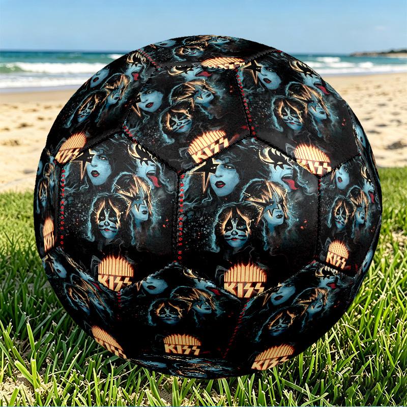 Rock and Roll Print Size 5 Soccer Ball, PU Wear Resistant Football for Match Training and Daily Practice, Birthday Gift for Soccer Fans