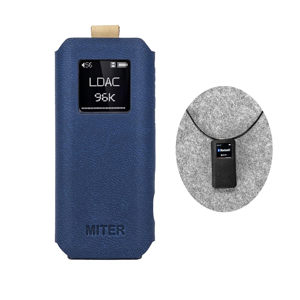 

Чехол MITER для FiiO BTR15 2024, Чехол из искусственной итальянской кожи ручной работы со шнурком для ношения на шее (военно-морской флот)
