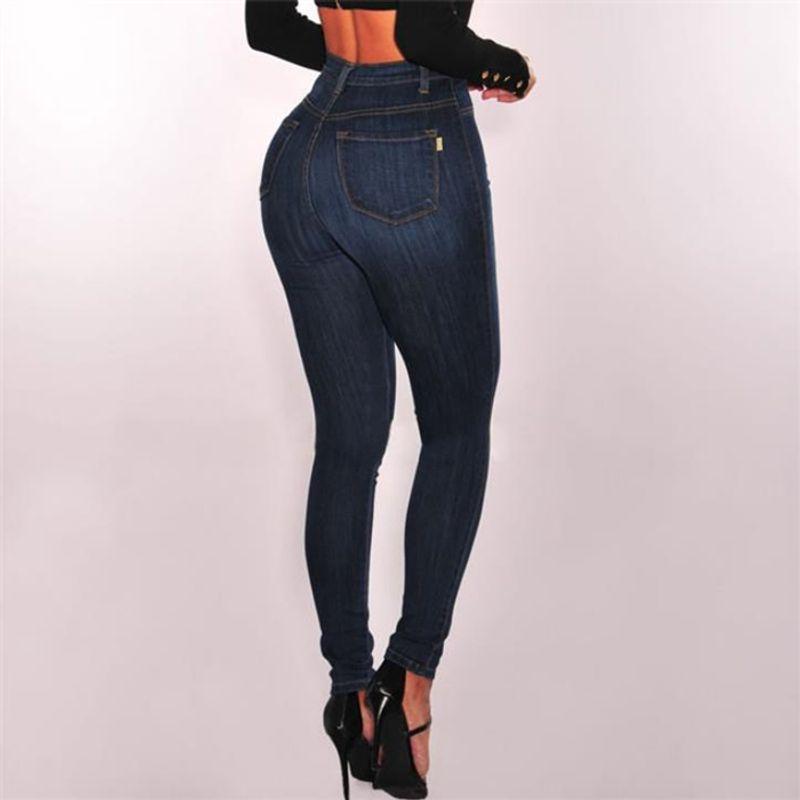 

Jeans Fashion High Waist Hip Lift Skinny Jeans BLACK BLUE 2XL