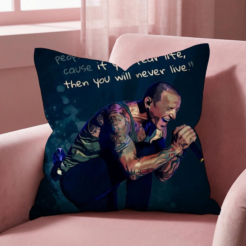C-Chester B-Bennington Cushion Cover Multi-Scene Pillow Cover for Home & Car - Reversible, Soft & Durable for Daily Use