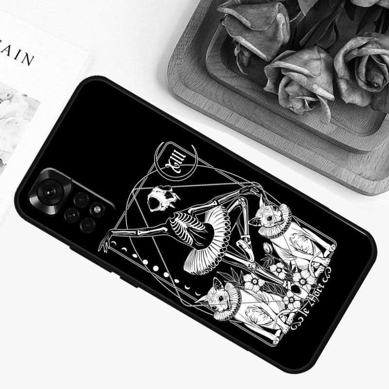 Death Tarot Cat Case For Xiaomi Redmi Note 9 10 11 12 13 14 Pro 9S 10S 11S 12S Redmi 14C 13C 10C 12C Cover