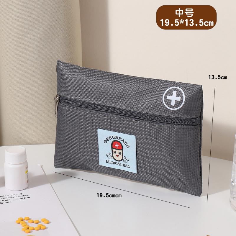 Portable First Aid Storage Bag Oxford Cloth Medicine Organizer Pouch With Zipper Compartments For Home Travel Outdoor Daily Use Small Items