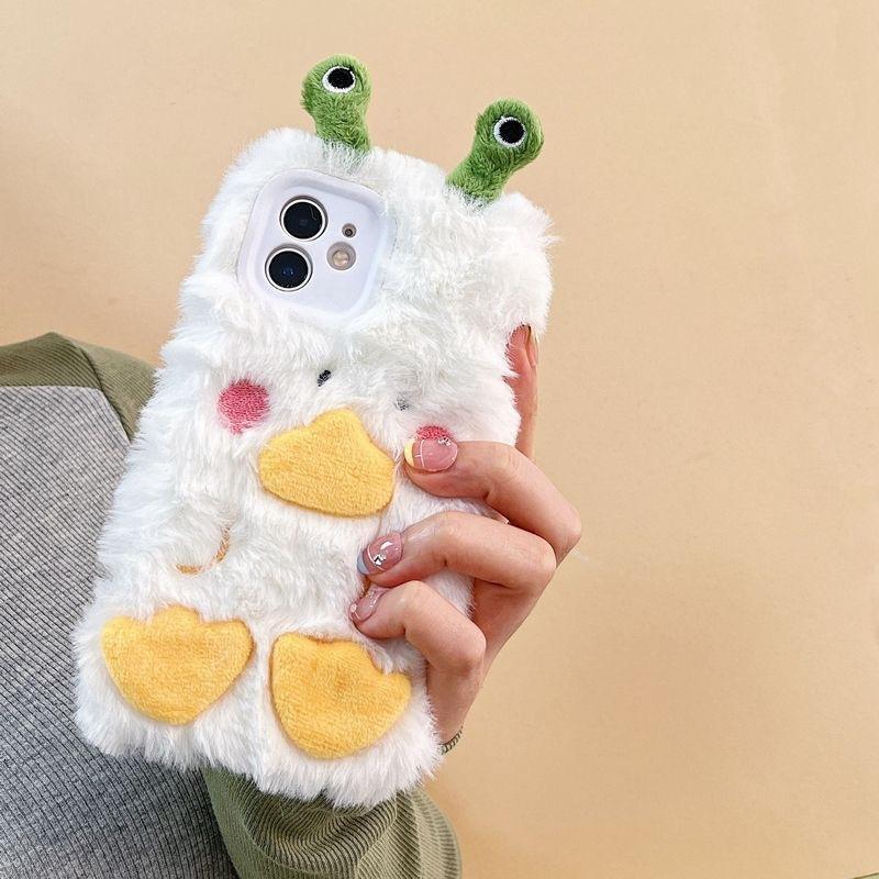 Herbst und Winter Neu Plüsch Entenmonster für Apple 16 Handyhülle für IPhone 15 Pro Wärme 14 Rundumschutz 13 Sturzsicher 12
