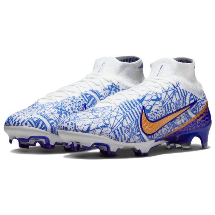 Nike Mercurial Superfly 9 FG Firm Ground Natural Grass Fabric Hard Court Soccer Shoes Men's White Blue DQ5293-182