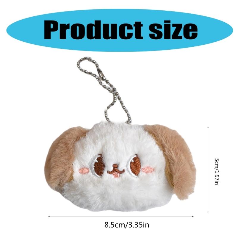 Plush Dog Keyring Charm with Chain, Car Key Holder Handbag Charm Keychain Accessories for Kid Girl Women