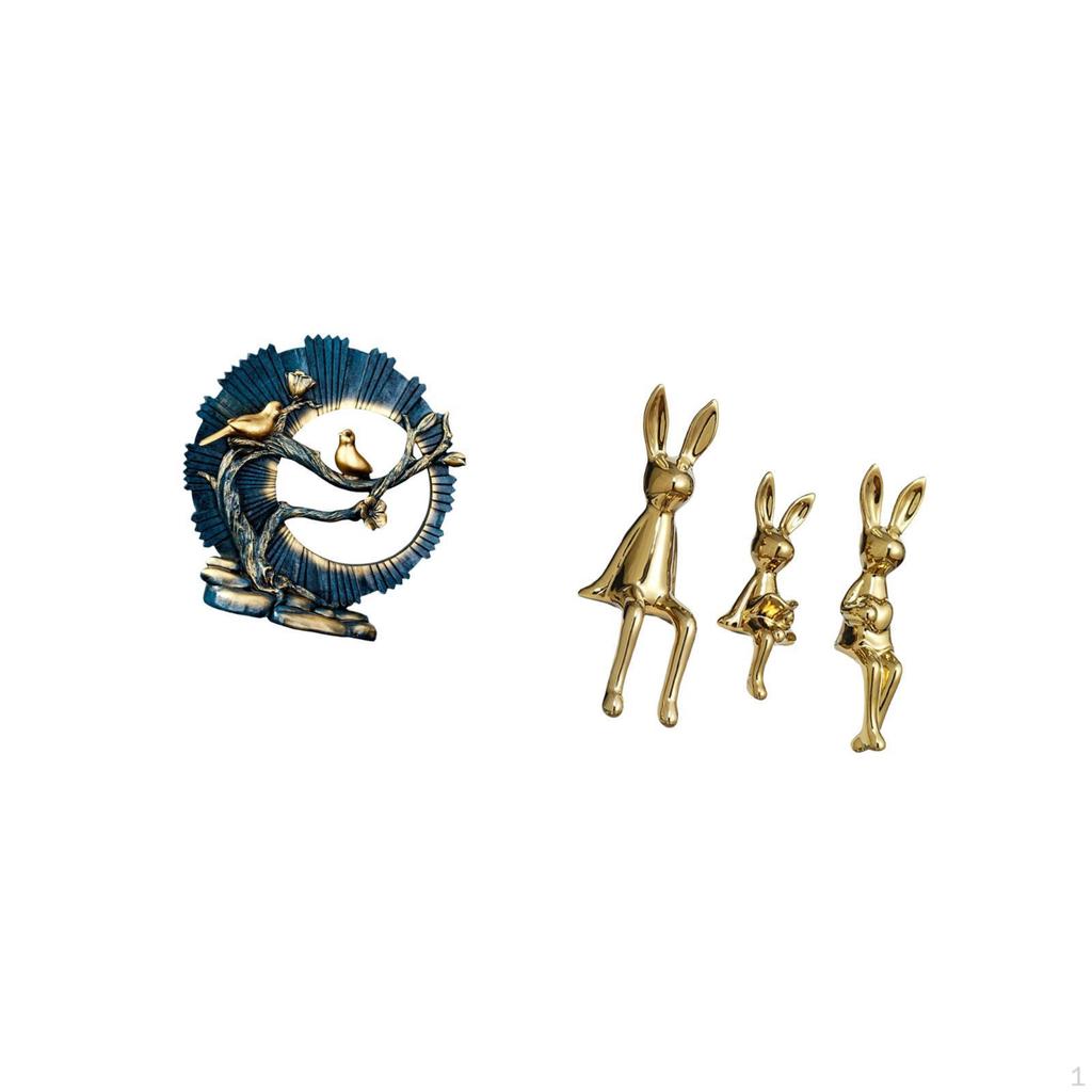 Resin Bunny Family Figurine Sculpture for House Decorations Bookshelf Living Room Desk Display Table