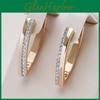 Fashion Color Gold Rose V Shaped Triangle Hoop Earrings For Women Vintage Zircon Wedding Earrings Daily Jewelry